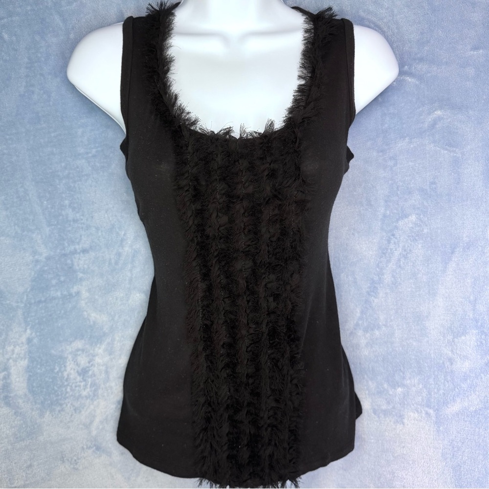cdr black ruffle sleeveless blouse, excellent condition